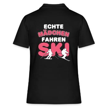 Ski Skifahren Skifahrerin Skiurlaub Lustige Sprüch - Frauen Polo Shirt - Schwarz - Hinten - Ailine (174cm)