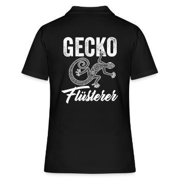 Gecko Flüsterer Echsperte Terrarium Geschenk - Frauen Polo Shirt - Schwarz - Hinten - Ailine (174cm)