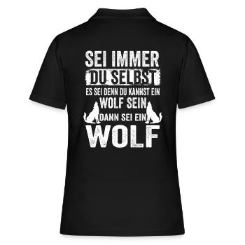 Wolf Waldtier Wildnis Wolfliebhaber Lustige Sprüch - Frauen Polo Shirt - Schwarz - Hinten - Ailine (174cm)