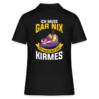 Ich muss gar nix ich muss nur zur Kirmes - Frauen Polo Shirt - Schwarz - Hinten - Ailine (174cm)