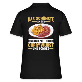 Currywurst - Frauen Polo Shirt - Schwarz - Hinten - Ailine (174cm)