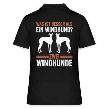 Zwei Windhund Hund Windhund - Frauen Polo Shirt - Schwarz - Hinten - Ailine (174cm)