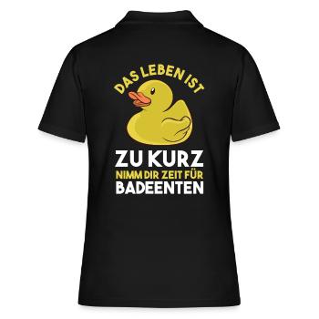 Ente Gummiente Badeente - Frauen Polo Shirt - Schwarz - Hinten - Ailine (174cm)
