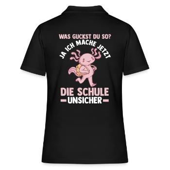 Schulkind Axolotl Schüler Schulanfang Einschulung - Frauen Polo Shirt - Schwarz - Hinten - Ailine (174cm)