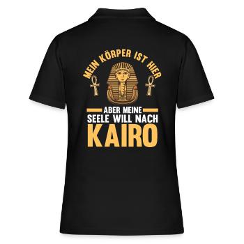Meine Seele will nach Kairo - Frauen Polo Shirt - Schwarz - Hinten - Ailine (174cm)