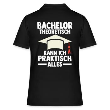 Student Akademiker Uni Abschlussfeier Bachelor - Frauen Polo Shirt - Schwarz - Hinten - Ailine (174cm)