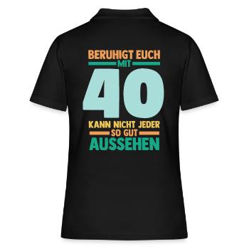 Vierzig 40 Jahre Vierzigster Geburtstag - Frauen Polo Shirt - Schwarz - Hinten - Ailine (174cm)