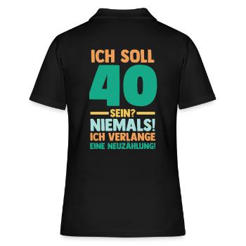 Vierzig 40 Jahre Vierzigster Geburtstag - Frauen Polo Shirt - Schwarz - Hinten - Ailine (174cm)