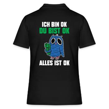 IchBin Ok Du Bist Ok Alles Ist Ok Eule - Frauen Polo Shirt - Schwarz - Hinten - Ailine (174cm)