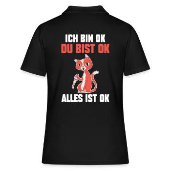 IchBin Ok Du Bist Ok Alles Ist Ok Katze - Frauen Polo Shirt - Schwarz - Hinten - Ailine (174cm)