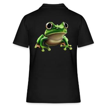 Regenfrosch Wassertropfen Frosch - Frauen Polo Shirt - Schwarz - Hinten - Ailine (174cm)