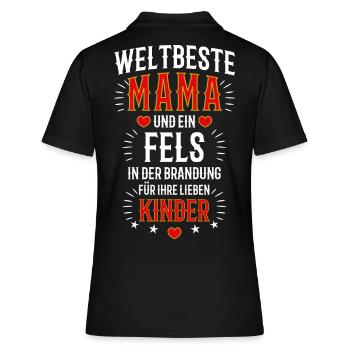 26 Weltbeste Mama Fels in der Brandung Kinder - Frauen Polo Shirt - Schwarz - Hinten - Ailine (174cm)
