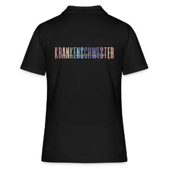 examinierte Krankenschwester - buntes Design - Frauen Polo Shirt - Schwarz - Hinten - Ailine (174cm)