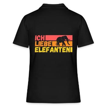 Elefant Elefanten - Frauen Polo Shirt - Schwarz - Hinten - Ailine (174cm)