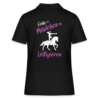 Echte Mädchen voltigieren - Frauen Polo Shirt - Schwarz - Hinten - Ailine (174cm)
