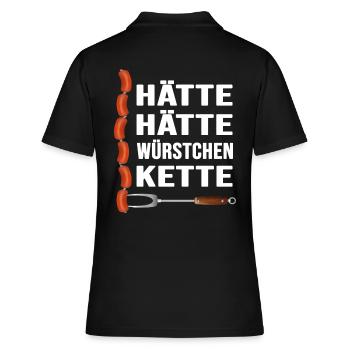 Grillen "hätte hätte Würstchenkette" Grillmeister - Frauen Polo Shirt - Schwarz - Hinten - Ailine (174cm)