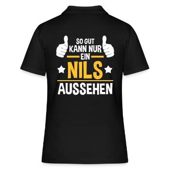 Nils - Frauen Polo Shirt - Schwarz - Hinten - Ailine (174cm)