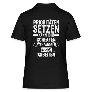 Stand Up Paddeling - Frauen Polo Shirt - Schwarz - Hinten - Ailine (174cm)
