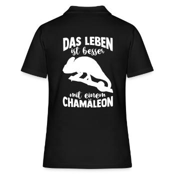 Terrarium Echsen Reptilien - Frauen Polo Shirt - Schwarz - Hinten - Ailine (174cm)