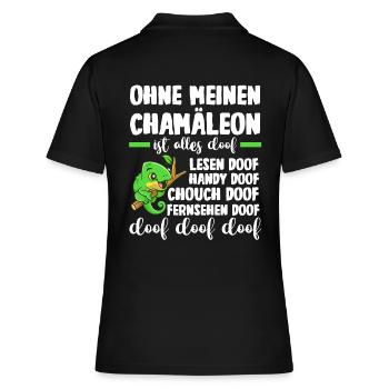 Ohne meinen Chamäleon ist alles doof - Frauen Polo Shirt - Schwarz - Hinten - Ailine (174cm)