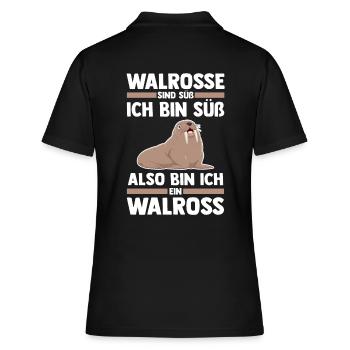 Walross - Frauen Polo Shirt - Schwarz - Hinten - Ailine (174cm)