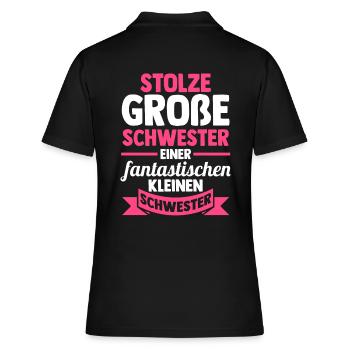 Geschwister Schwestern Schwester - Frauen Polo Shirt - Schwarz - Hinten - Ailine (174cm)