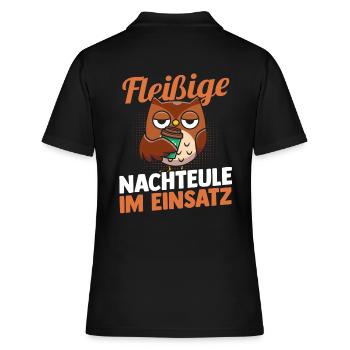 Fleißige Nachteule Nachtschicht - Frauen Polo Shirt - Schwarz - Hinten - Ailine (174cm)