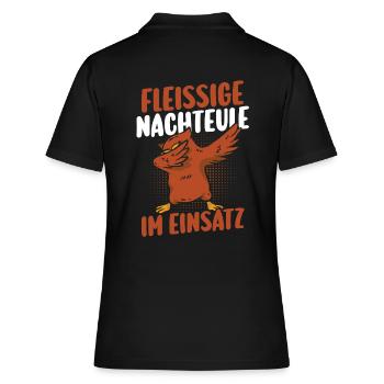 Fleißige Nachteule Nachtschicht - Frauen Polo Shirt - Schwarz - Hinten - Ailine (174cm)