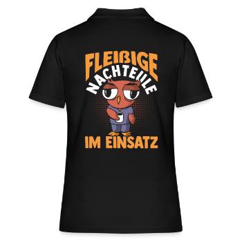 Kaffee Fleißige Nachteule Nachtschicht - Frauen Polo Shirt - Schwarz - Hinten - Ailine (174cm)