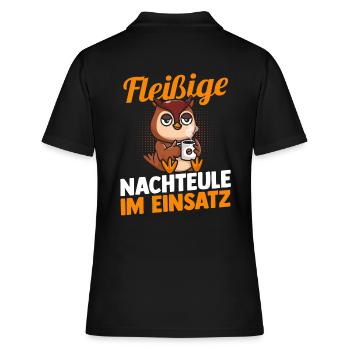Kaffee Fleißige Nachteule Nachtschicht - Frauen Polo Shirt - Schwarz - Hinten - Ailine (174cm)
