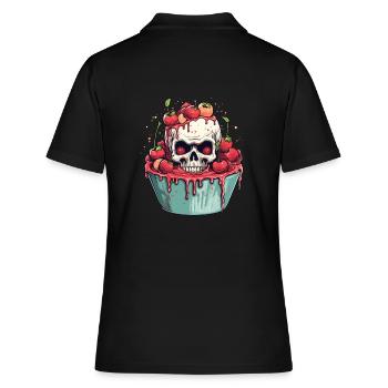 Gruseliges Horror Kirschtörtchen - Happy Halloween - Frauen Polo Shirt - Schwarz - Hinten - Ailine (174cm)