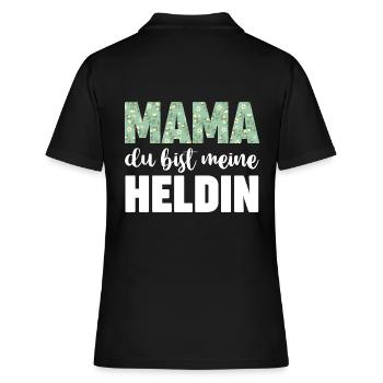 Mama Du Bist Meine Heldin - Frauen Polo Shirt - Schwarz - Hinten - Ailine (174cm)