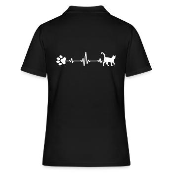 Katze Katzenhaar Mietzekatze Katzenleben Samtpfote - Frauen Polo Shirt - Schwarz - Hinten - Ailine (174cm)