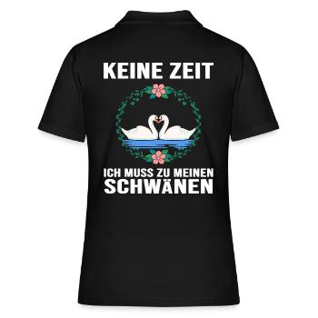 Schwan "Schwanzeit" Schwäne verliebt Schwanpaar - Frauen Polo Shirt - Schwarz - Hinten - Ailine (174cm)