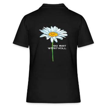Du Bist Wertvoll Blume Frühling Motivation - Frauen Polo Shirt - Schwarz - Hinten - Ailine (174cm)