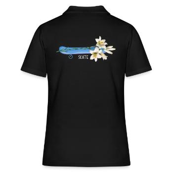 Skate SK8 Skateboarder « Skateing-Flower » Halfpipe - Polo Femme - noir - Dos - Ailine (174cm)