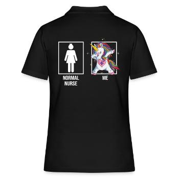 krankenschwester pflege intensivpflege nurse - Frauen Polo Shirt - Schwarz - Hinten - Ailine (174cm)
