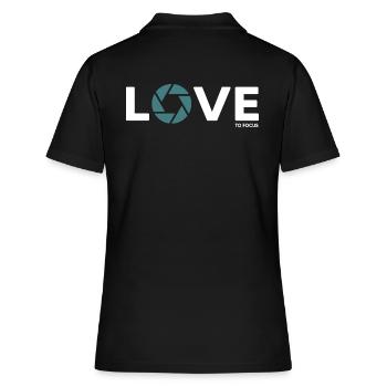 fotograf fotografieren focus objektiv - Frauen Polo Shirt - Schwarz - Hinten - Ailine (174cm)