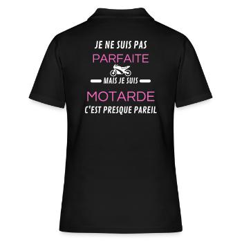 je ne suis pas parfait motarde - Polo Femme - noir - Dos - Ailine (174cm)