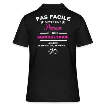 pas facile d'être agricultrice et Princesse - Polo Femme - noir - Dos - Ailine (174cm)