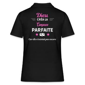 dieu créa la parfaite humour Campeuse - Polo Femme - noir - Dos - Ailine (174cm)