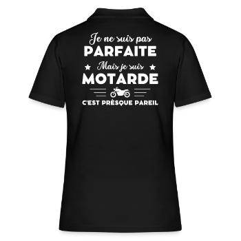 je ne suis pas parfaite motarde humour - Polo Femme - noir - Dos - Ailine (174cm)