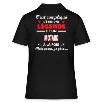 C'est compliqué phrase drôle MOTARD - Polo Femme - noir - Dos - Ailine (174cm)