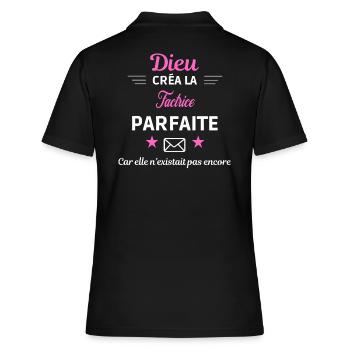 dieu créa la parfaite humour Factrice - Polo Femme - noir - Dos - Ailine (174cm)