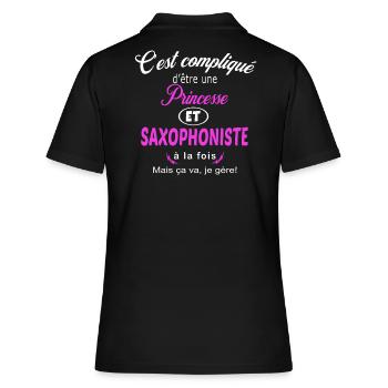 c'est compliqué princesse et saxophoniste - Polo Femme - noir - Dos - Ailine (174cm)