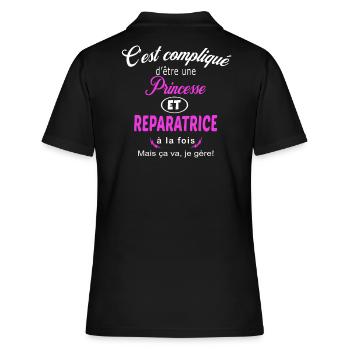 c'est compliqué princesse et reparatrice - Polo Femme - noir - Dos - Ailine (174cm)