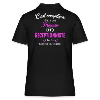 c'est compliqué princesse et receptionniste - Polo Femme - noir - Dos - Ailine (174cm)