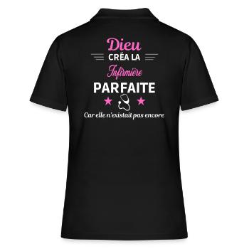 dieu créa la parfaite humour Infirmière - Polo Femme - noir - Dos - Ailine (174cm)