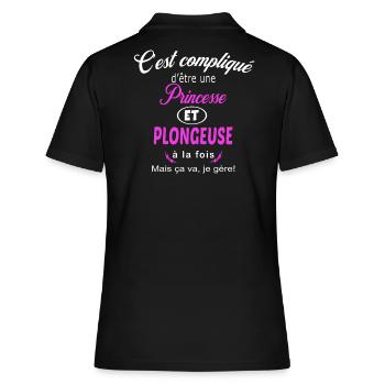 c'est compliqué princesse et plongeuse - Polo Femme - noir - Dos - Ailine (174cm)