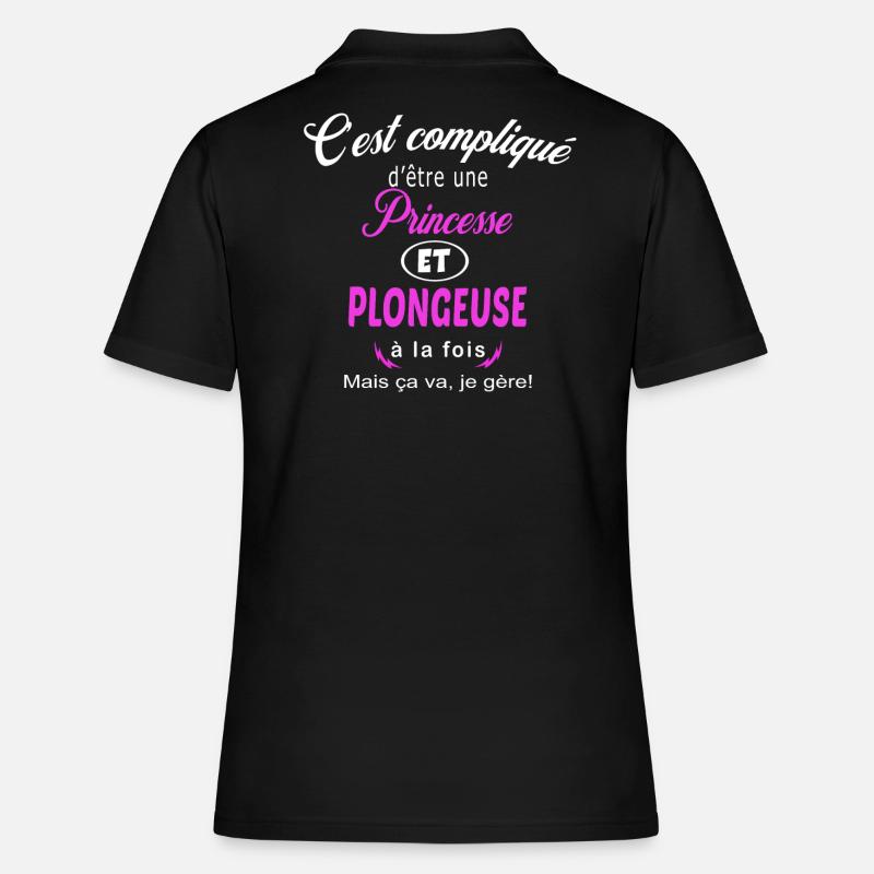 c'est compliqué princesse et plongeuse - Polo Femme - noir